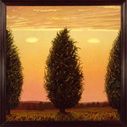 John Beerman painting Three Trees, Two Clouds 1990