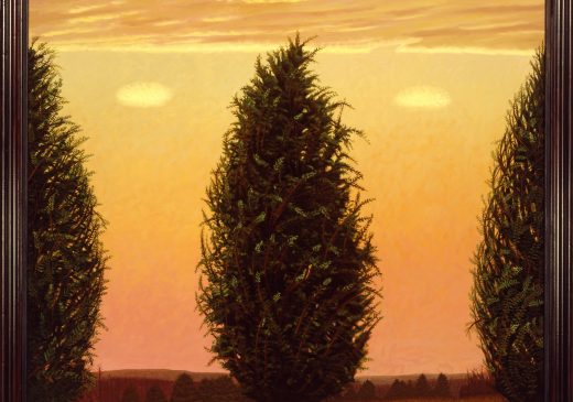 John Beerman pintando Tres árboles, dos nubes 1990