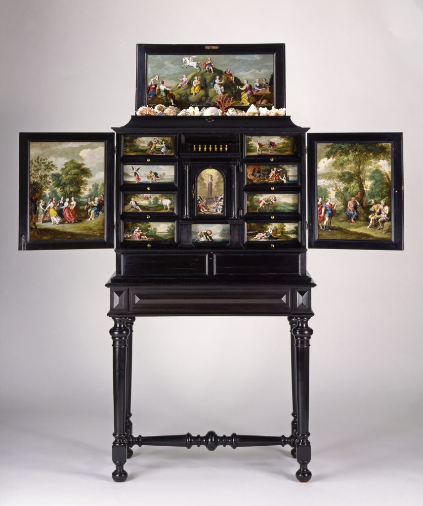 Gabinete de ébano de Simon Floquet con trece pinturas de temas clásicos 1630