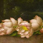 Martin Johnson Heade Flores de loto: Un paisaje en la pintura de fondo