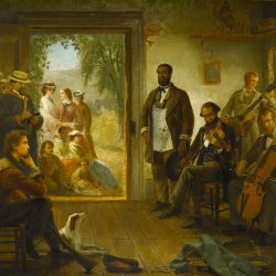 Thomas Hicks The Musicale, Barber Shop, Trenton Falls, New York 1866 painting