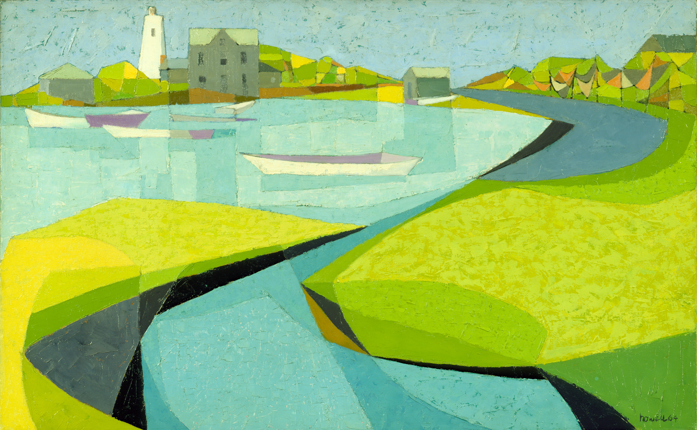 Howell-Ocracoke-Harbor-98_4_11.jpg Claude Howell Ocracoke Harbor 1964 Painting