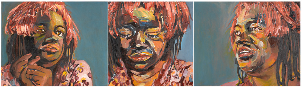 McIVER-Reminiscing-2005_7-a-c.jpg three self-portraits of the artist in different poses while thinking