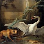 Pintura al óleo de Jean-Baptiste Oudry Cisne atacado por un perro