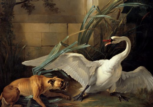 Pintura al óleo de Jean-Baptiste Oudry Cisne atacado por un perro