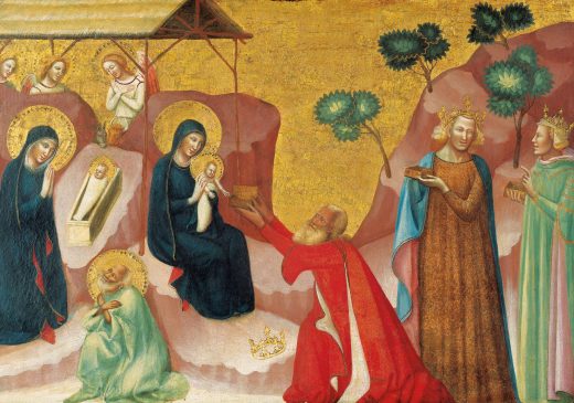 Pseudo di Francesco La Natividad y la Adoración de los Reyes Magos Pintura