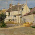 Casa de Theodore Robinson con andamios, pintura de Giverny