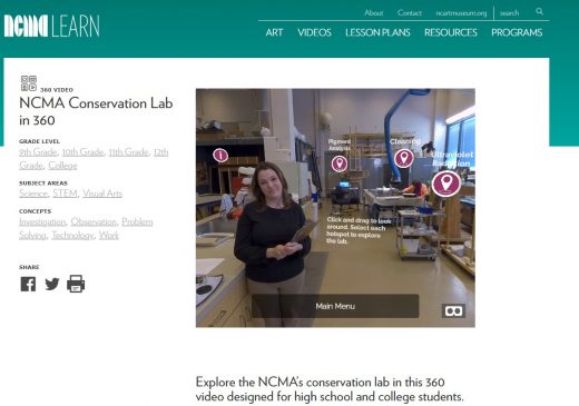 Screenshot of the conservation lab 360 video.