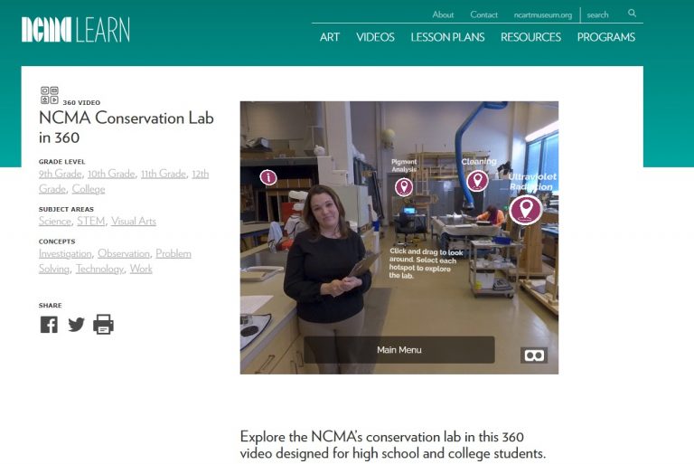 Screenshot of the conservation lab 360 video.