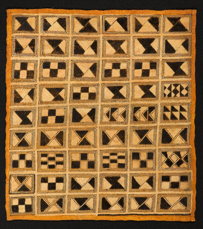 Woven textile with geometric patterns from Democratic Republic of Congo