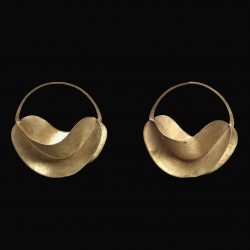 Set of large gold twisted hoop earrings