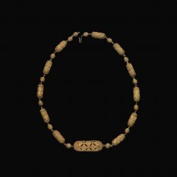 Gold necklace with cylinder beads