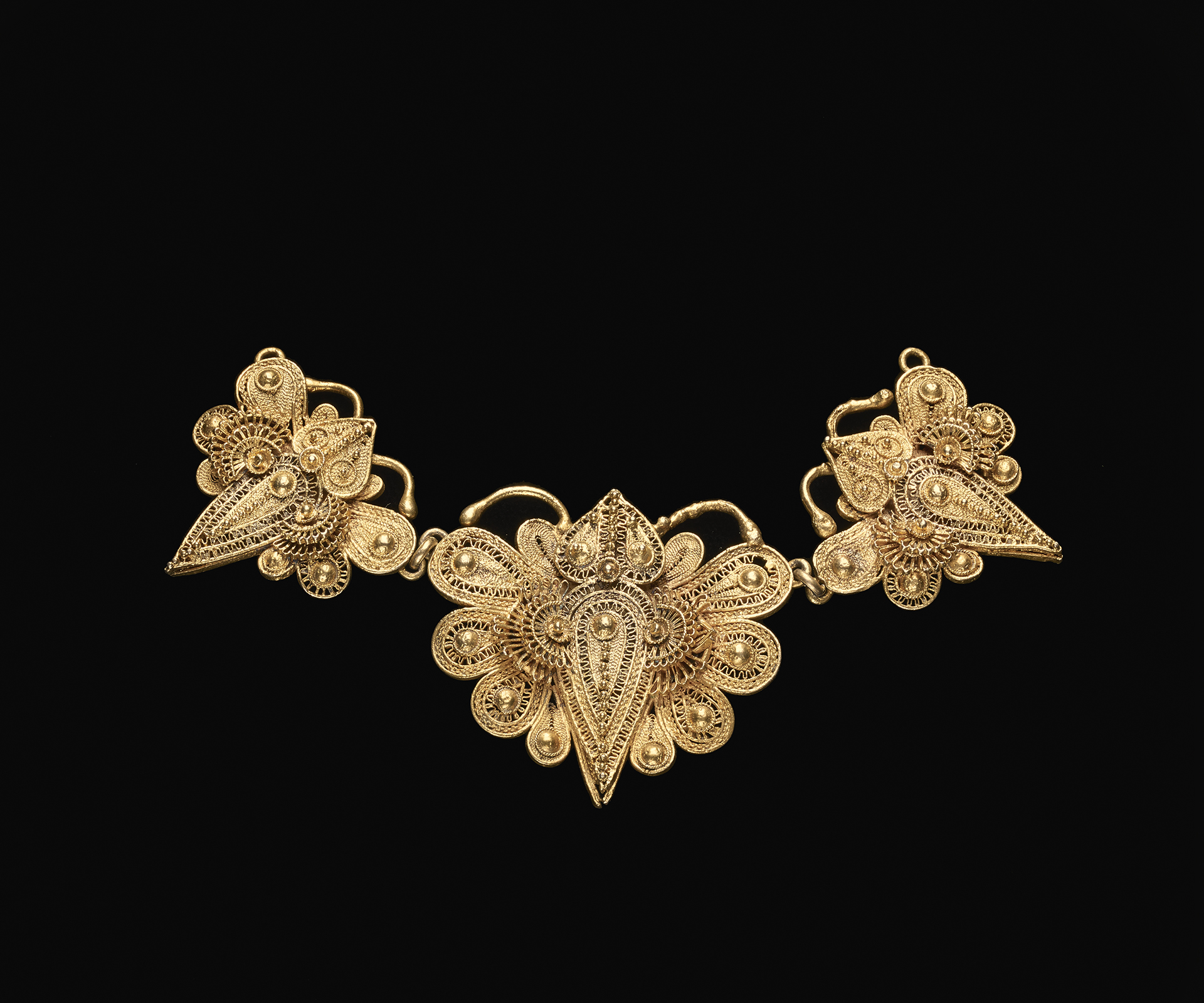 Senegal Butterfly Necklace Pendant gold three piece pendant that looks like three butterflies touching wings