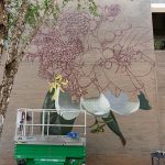 view of a partially completed mural