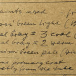 Albers’ inscription on the back of the painting, documenting which paints he used.