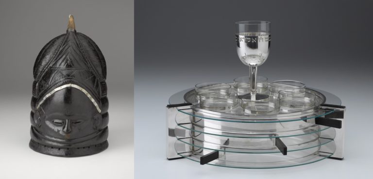 combined image of a Helmet Mask and Passover Seder Set