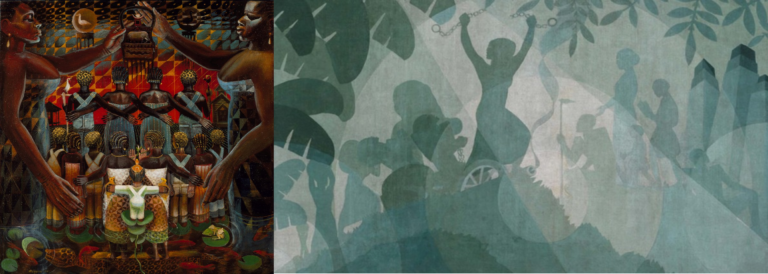 combined image of two paintings about Black heritage
