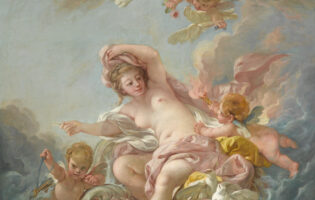 An 18th century painting by François Boucher depicting Venus rising from the waves