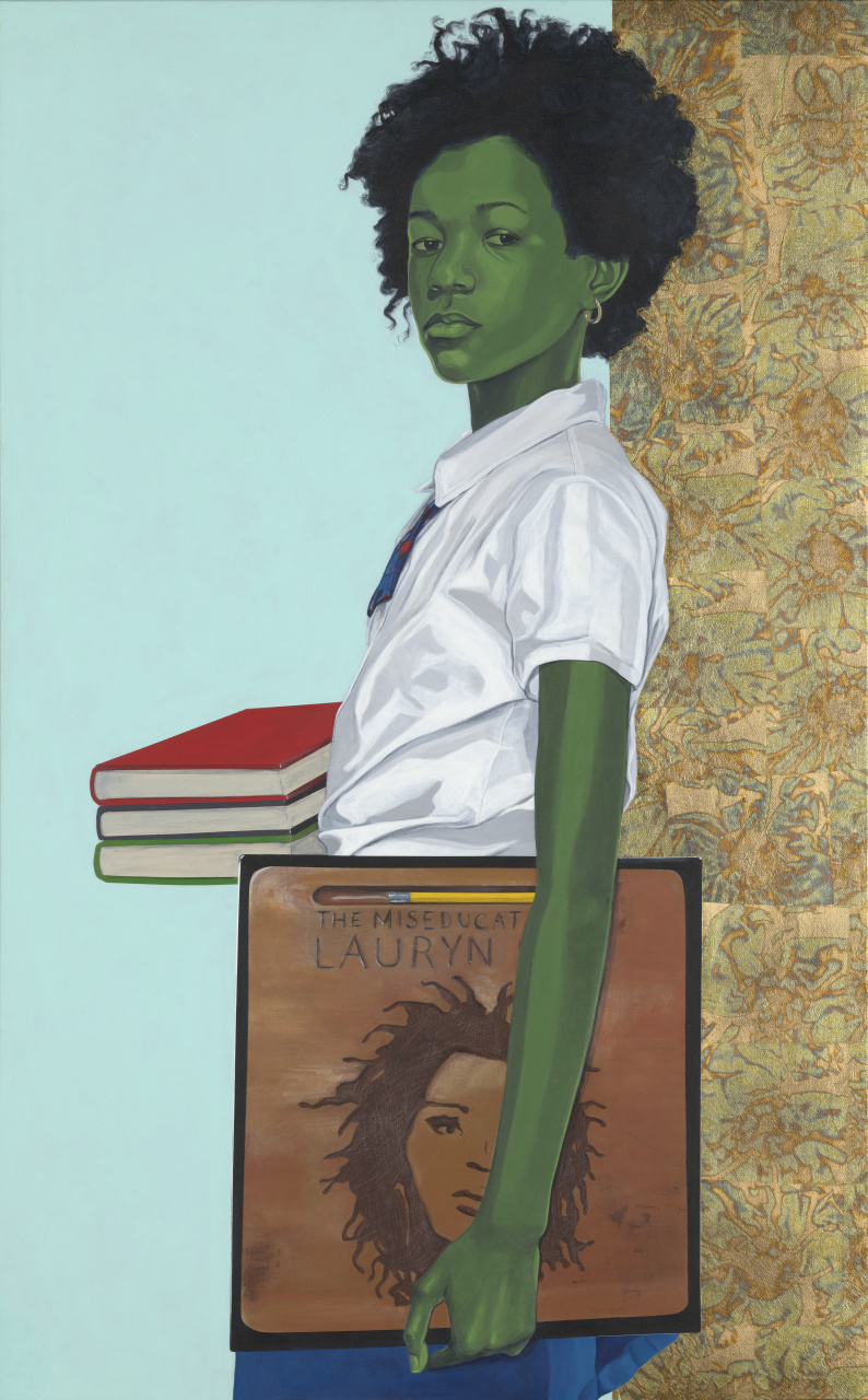 2022-10-28_HEYWARD_Everything_is_Everything_2022_13_1 A painting of a girl with green skin holding a Lauryn Hill record album
